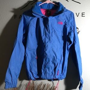 Blue North Face rain coat